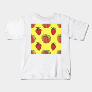 Apples and strawberries on yellow Kids T-Shirt
